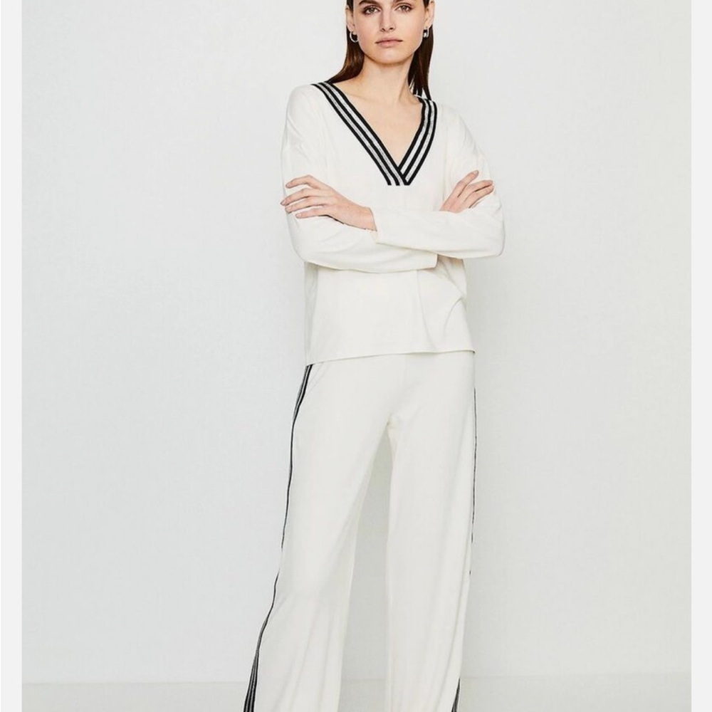 Maje White Blouse with Black Trim Size 3